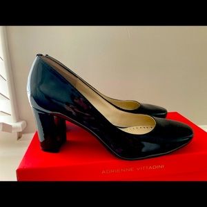 Black patent leather pumps